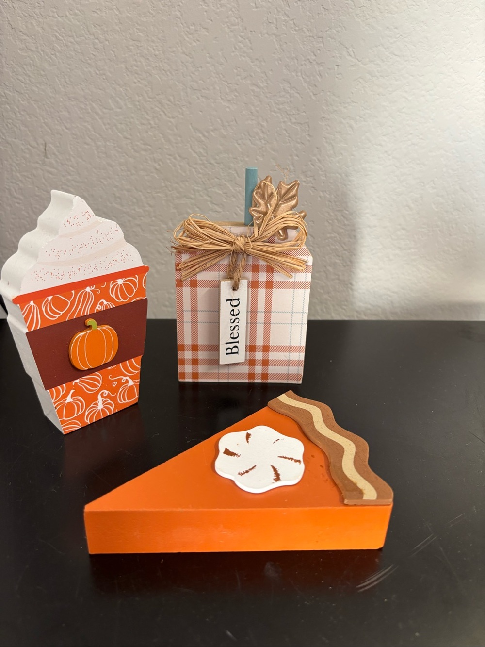 Fall Pumpkin Pie & Coffee Table Decorative Set